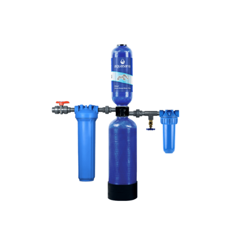 Aquasana whole house water filtration system installed at main water line